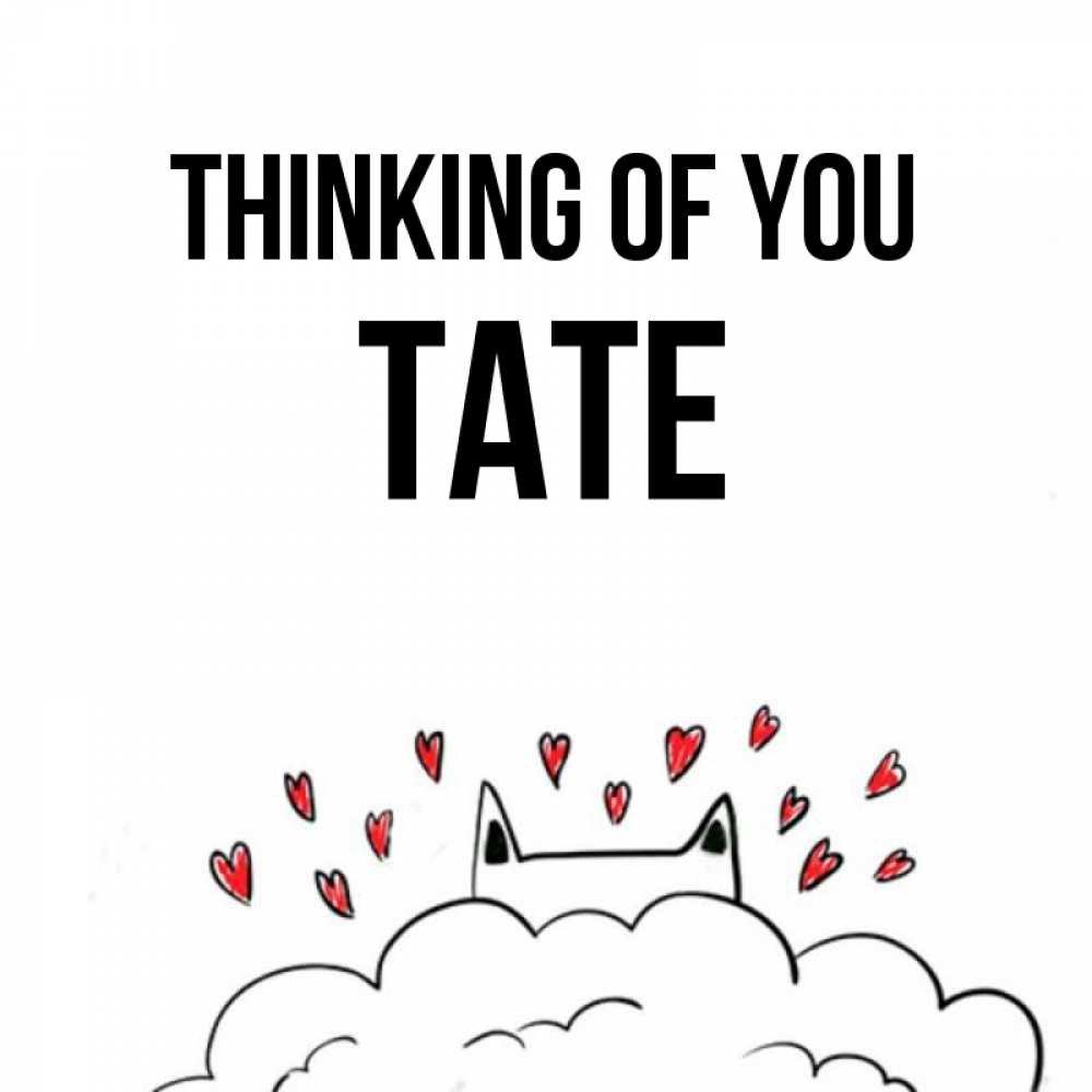 Greetings card с именем, Tate Thinking of you кот за облаком Greetings with text for free download 