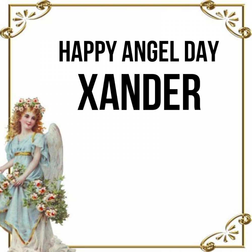 Greetings card с именем, Xander happy angel day с именинами от девушки ангела Greetings with text for free download 