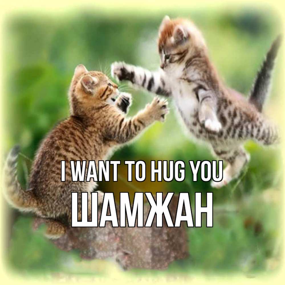 Greetings card с именем, ШАМЖАН I want to hug you игры котят Greetings with text for free download 