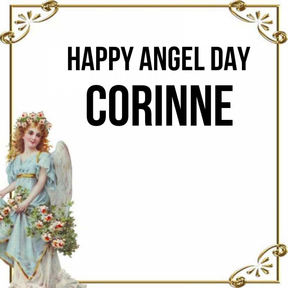 Greetings card с именем, Corinne happy angel day с именинами от девушки ангела Greetings with text for free download 