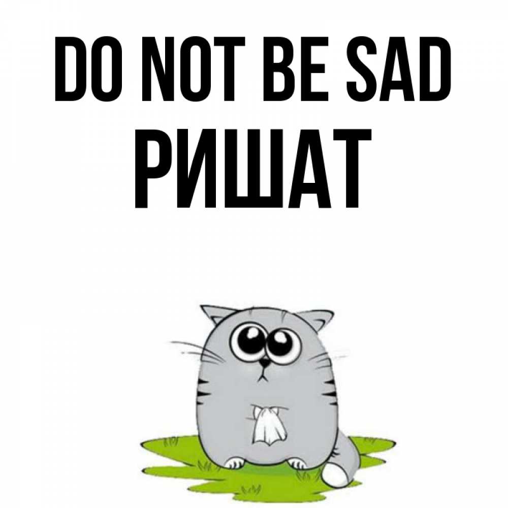 Greetings card с именем, РИШАТ Do not be sad грустный котяра Greetings with text for free download 