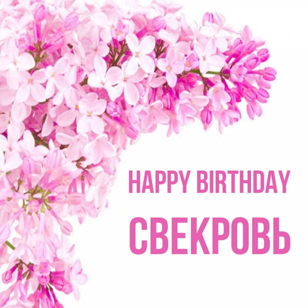 Greetings card с именем, Свекровь Happy Birthday Сирень на белом фоне Greetings with text for free download 