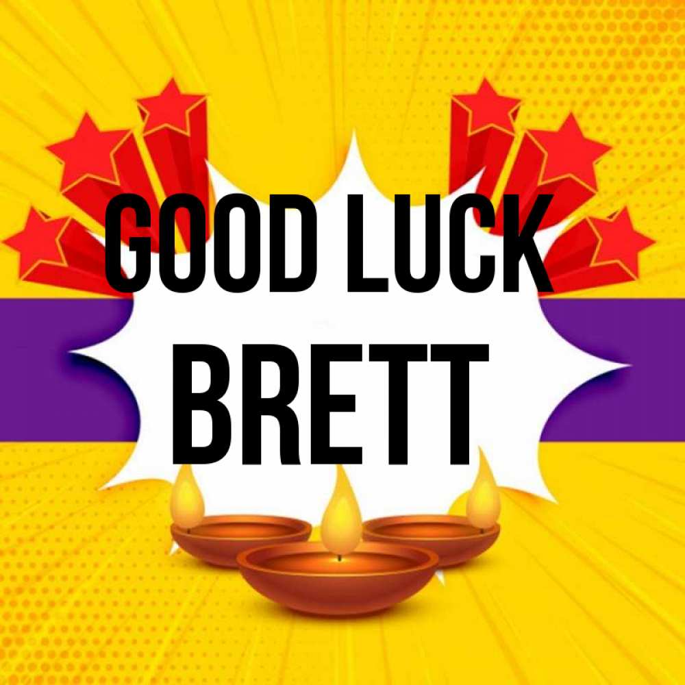 Greetings card с именем, Brett Good luck векторное изображение Greetings with text for free download 