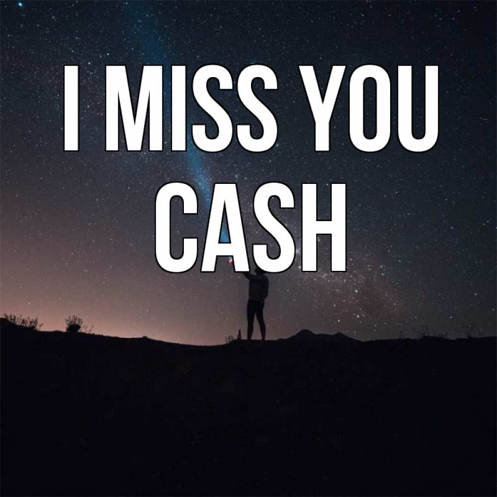 Greetings card с именем, Cash I miss you звезды и луч света Greetings with text for free download 