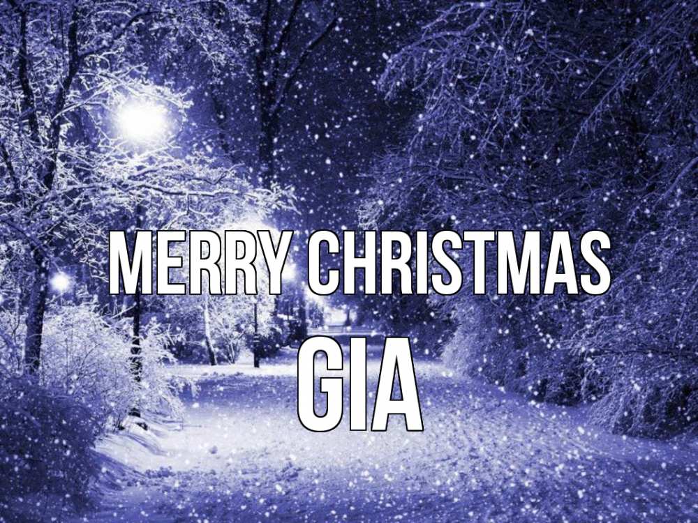 Greetings card с именем, Gia Merry Christmas зима, снег, фонарь Greetings with text for free download 