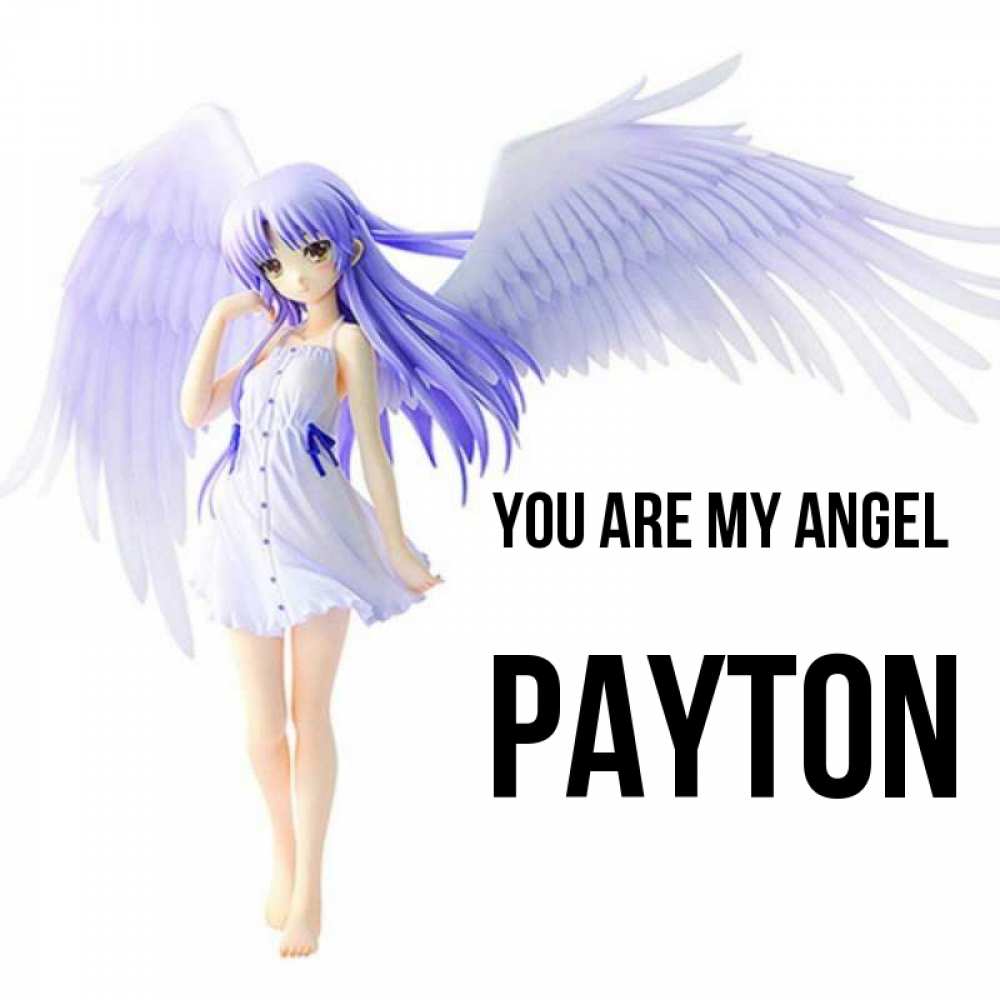 Greetings card с именем, Payton You are my angel девушка ангел с фиолетовыми крыльями Greetings with text for free download 