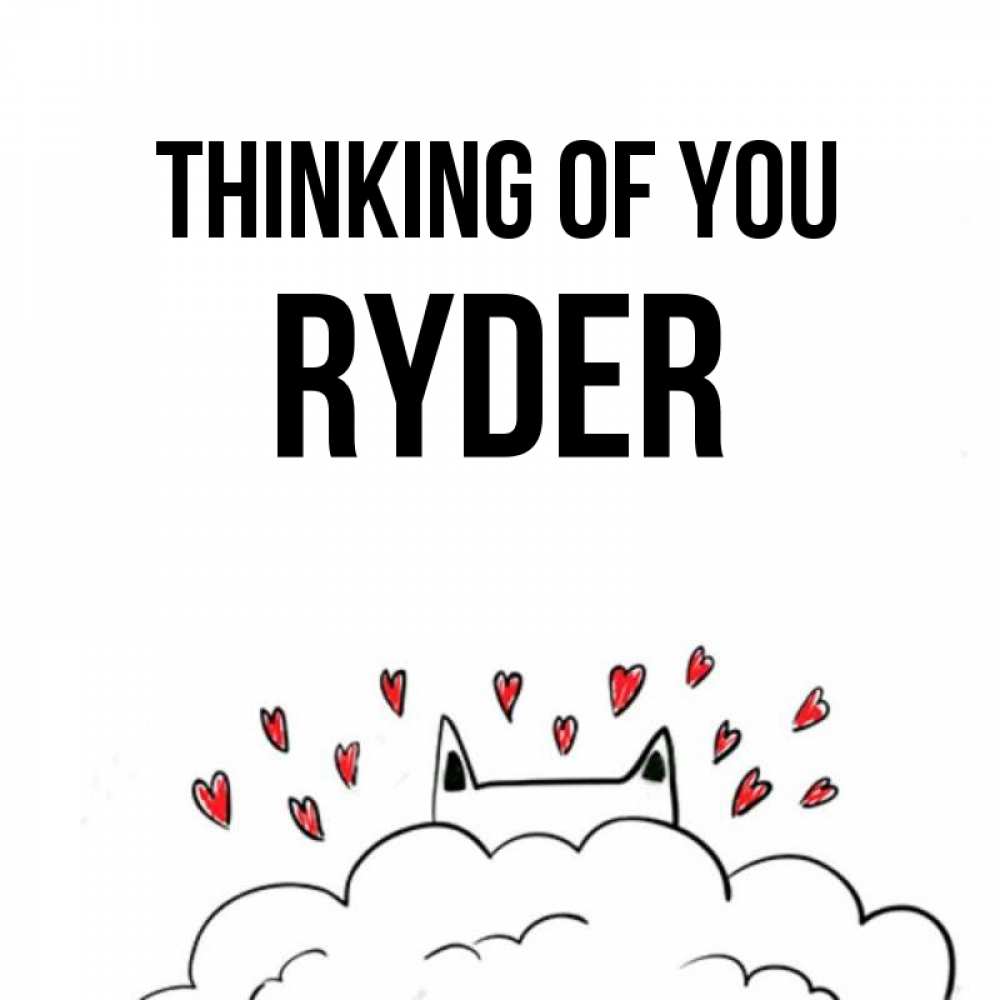 Greetings card с именем, Ryder Thinking of you кот за облаком Greetings with text for free download 