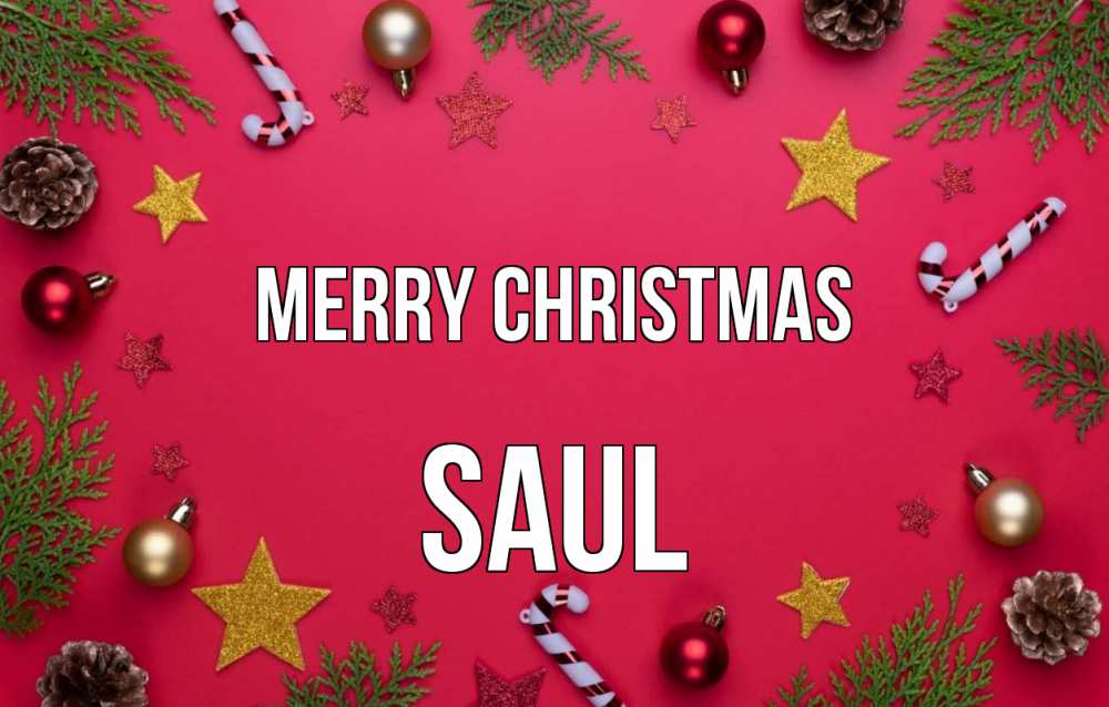 Greetings card с именем, Saul Merry Christmas с рождеством Greetings with text for free download 