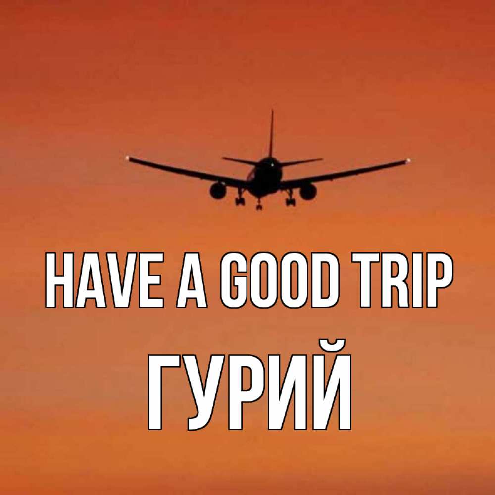 Greetings card с именем, Гурий Have a good trip силуэт самолета Greetings with text for free download 