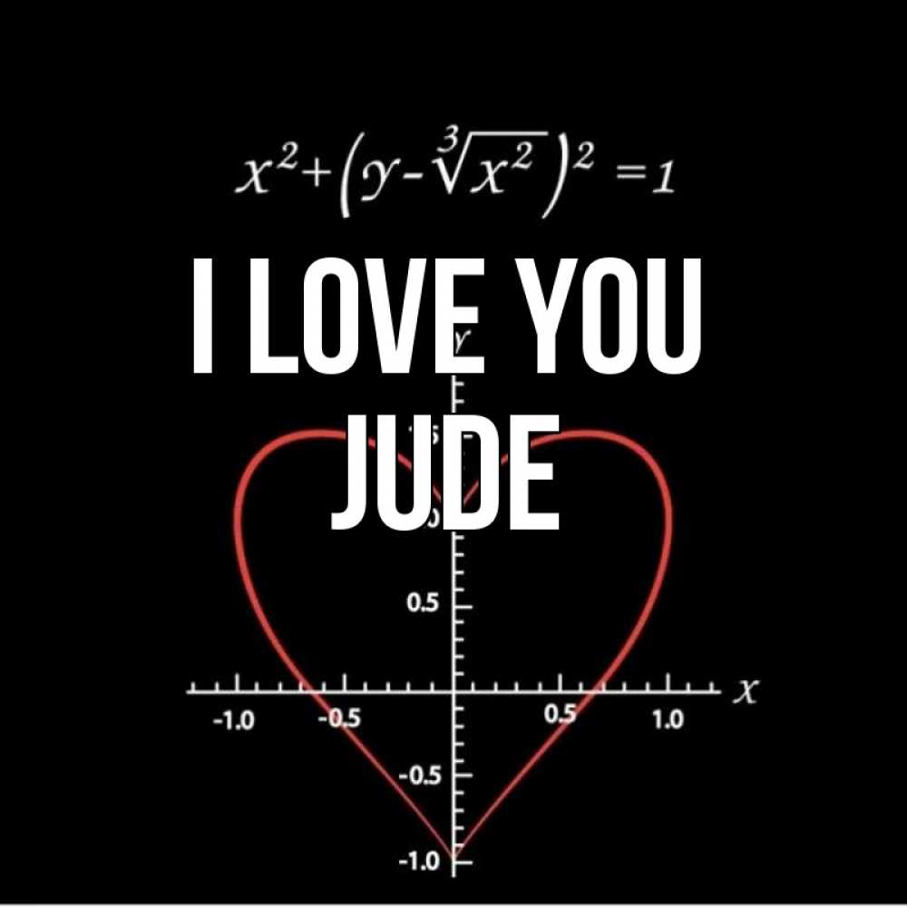 Greetings card с именем, Jude I love you сердечная формула Greetings with text for free download 