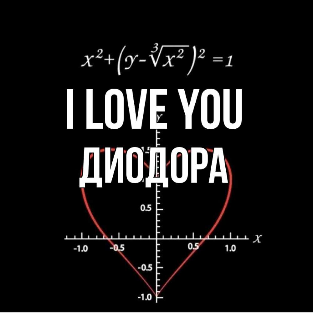 Greetings card с именем, Диодора I love you сердечная формула Greetings with text for free download 