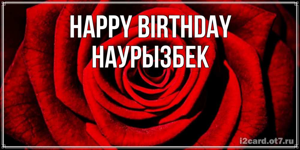 Greetings card с именем, Наурызбек Happy Birthday алая роза Greetings with text for free download 