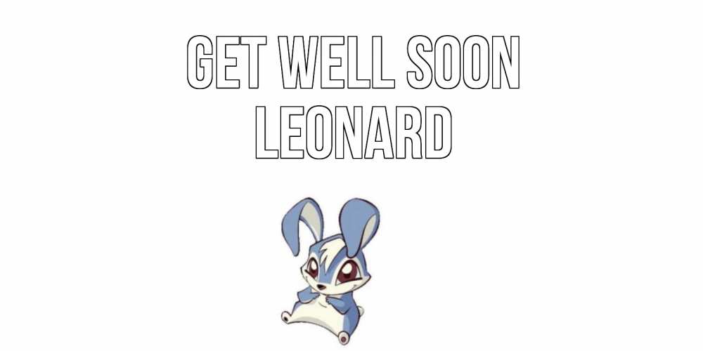 Greetings card с именем, Leonard Get well soon серый заяц на открытке про выздоравление Greetings with text for free download 