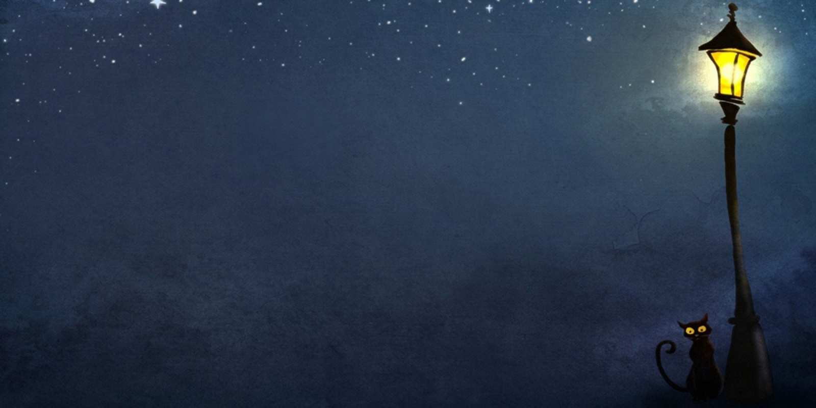 Открытка фонарь и ночь и котик желтый фонарь на пустой улице Good night 