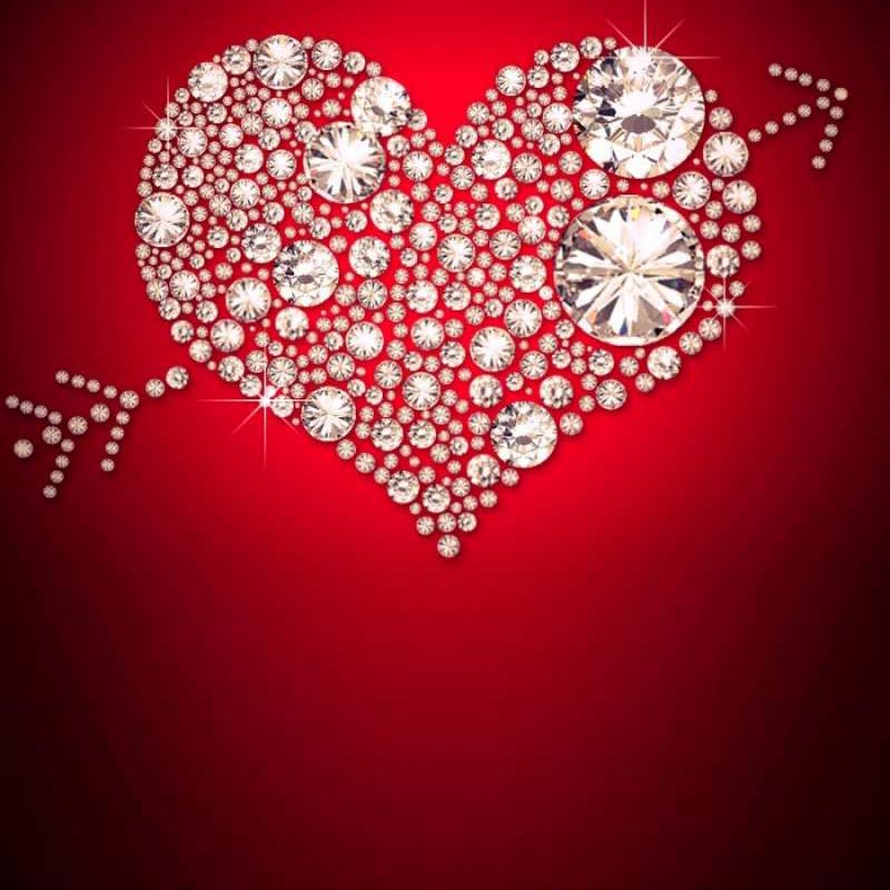 Открытка сердце с бриллиантом  стрела купидона  I love you 