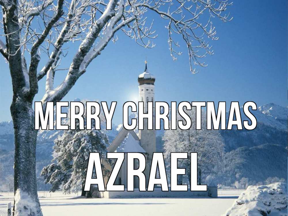 Greetings card с именем, Azrael Merry Christmas зима, храм, костел Greetings with text for free download 