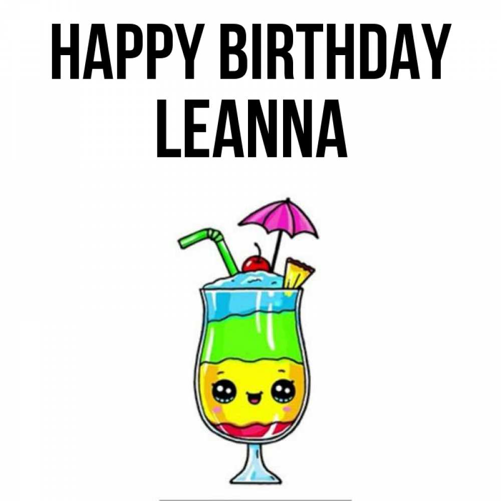 Greetings card с именем, Leanna Happy Birthday с зонтиком Greetings with text for free download 