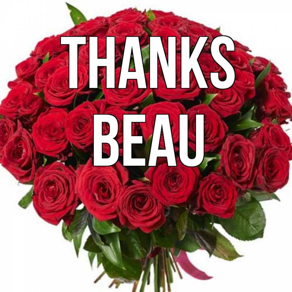 Greetings card с именем, Beau Thanks букет красных роз Greetings with text for free download 