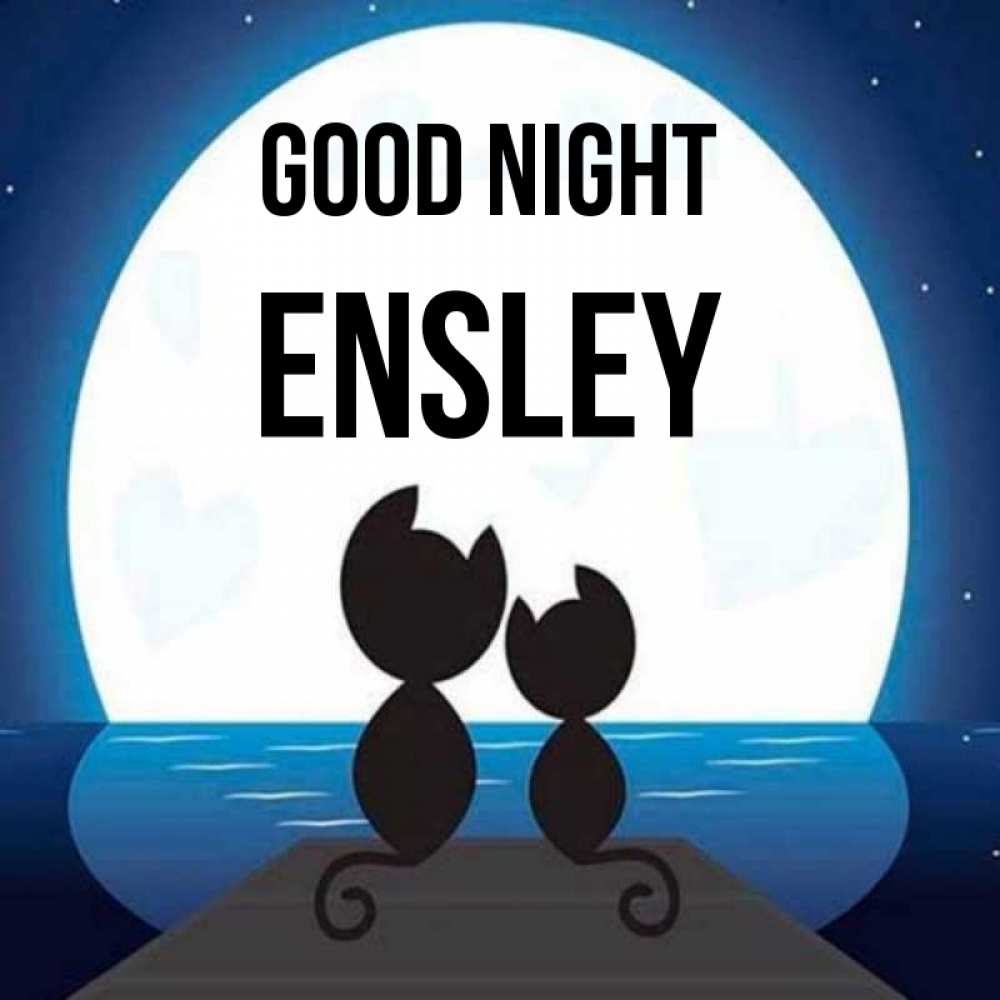 Greetings card с именем, Ensley Good night луна море мост Greetings with text for free download 