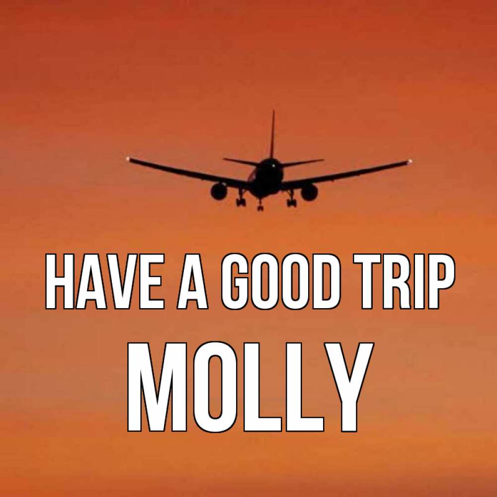 Greetings card с именем, Molly Have a good trip силуэт самолета Greetings with text for free download 