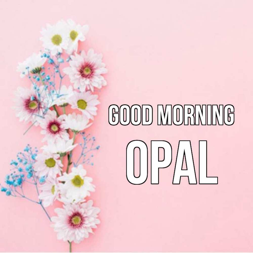 Greetings card с именем, Opal Good morning цветы с подписью Greetings with text for free download 