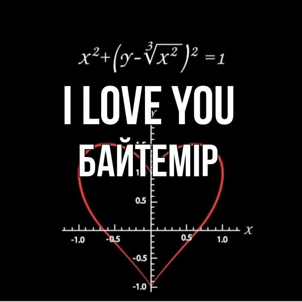 Greetings card с именем, Байтемір I love you сердечная формула Greetings with text for free download 