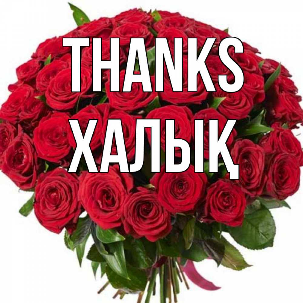 Greetings card с именем, ХАЛЫҚ Thanks букет красных роз Greetings with text for free download 