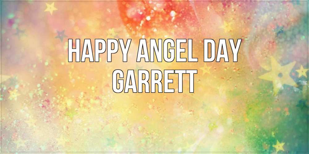 Greetings card с именем, Garrett happy angel day оранжево зеленая тема Greetings with text for free download 