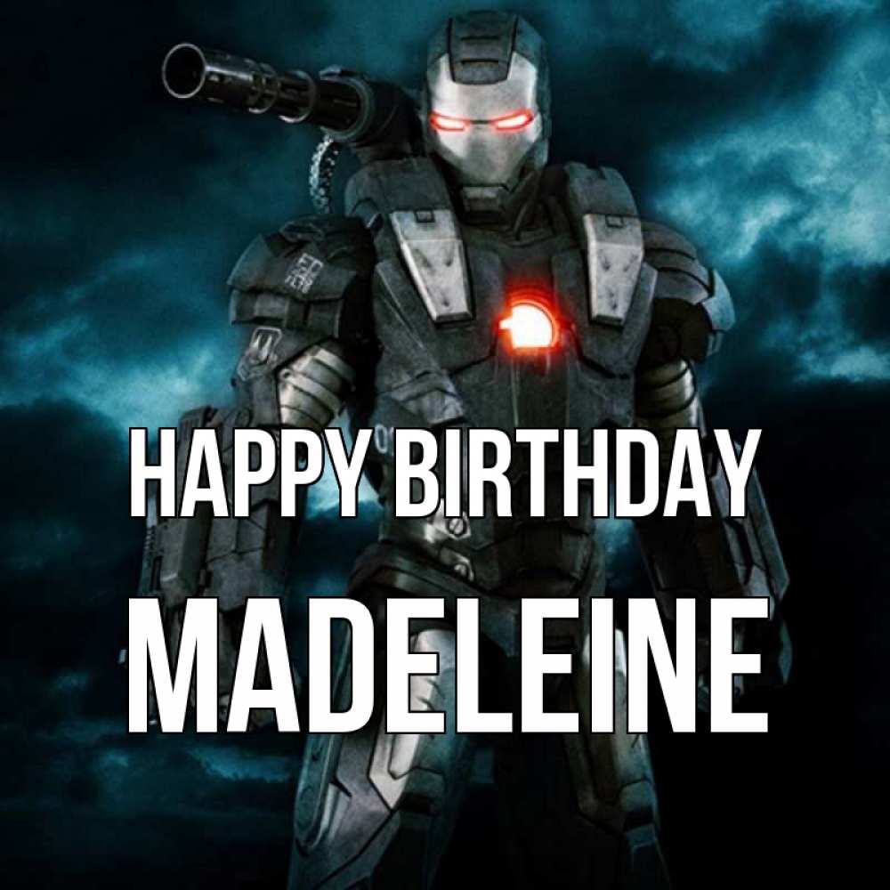 Greetings card с именем, Madeleine Happy Birthday марвел супергерой в новом костюме Greetings with text for free download 