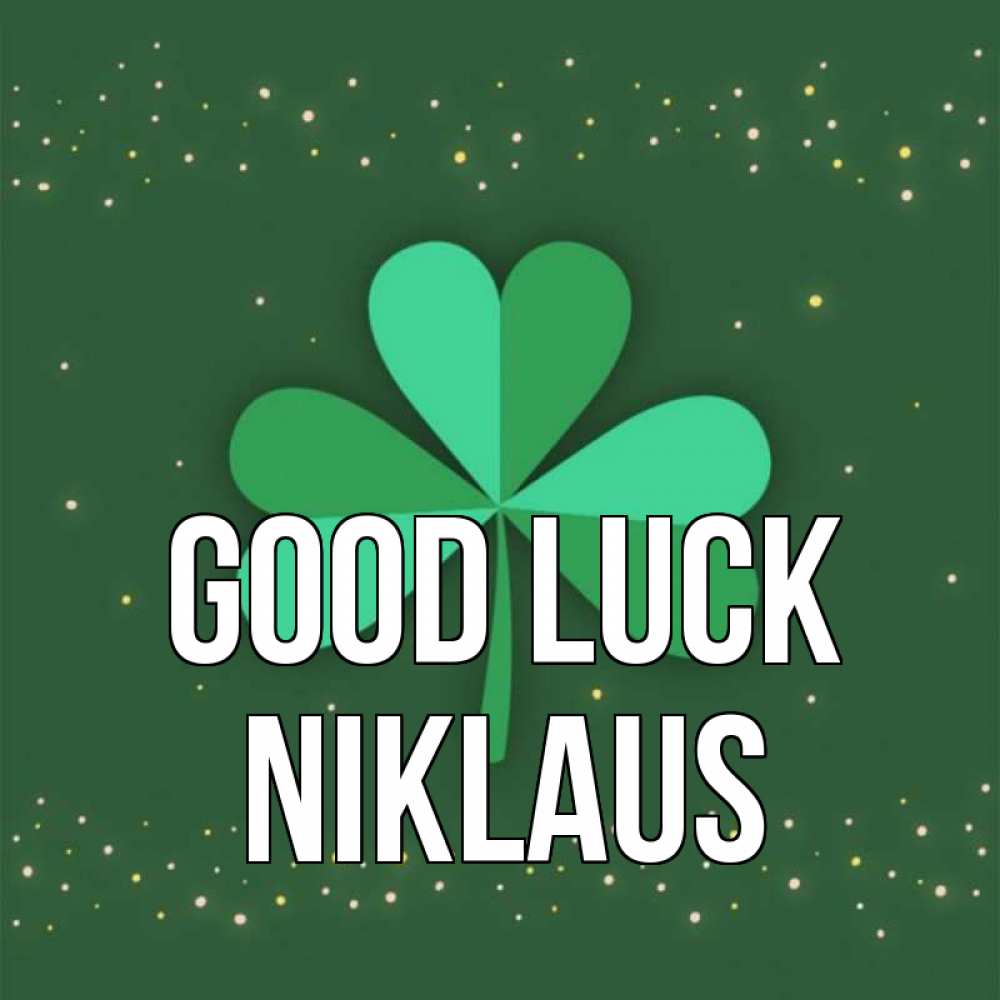Greetings card с именем, Niklaus Good luck лист клевера Greetings with text for free download 