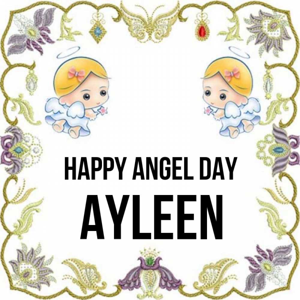 Greetings card с именем, Ayleen happy angel day маленькие ангелы с крылышками Greetings with text for free download 