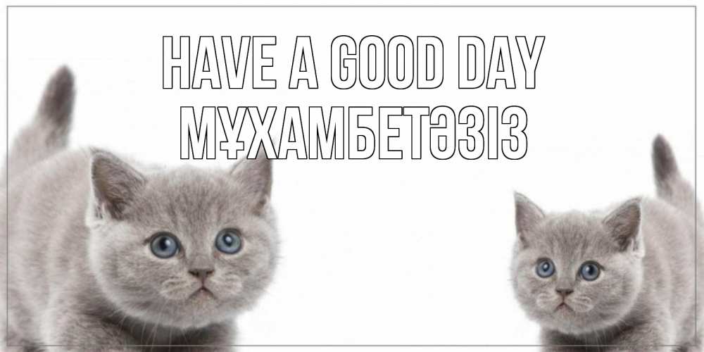 Greetings card с именем, МҰХАМБЕТӘЗІЗ Have a good day открытка с котами Greetings with text for free download 
