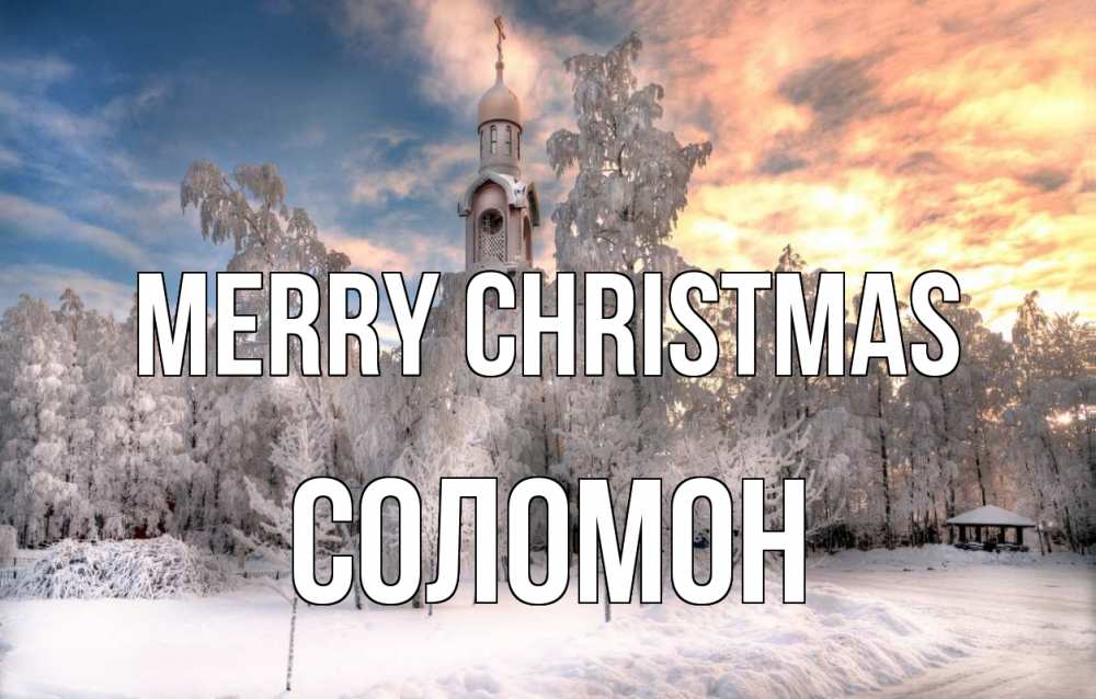 Greetings card с именем, Соломон Merry Christmas лес, зима 2 Greetings with text for free download 