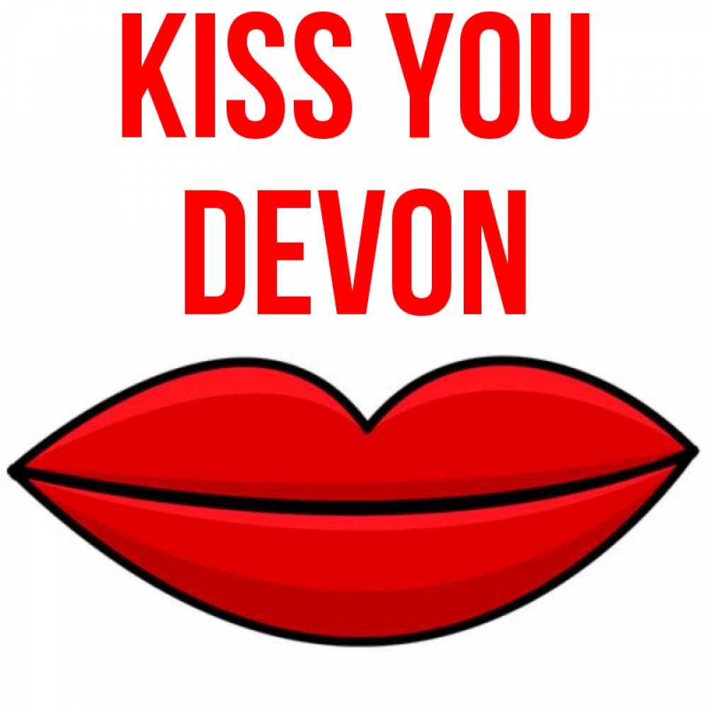 Greetings card с именем, Devon Kiss you губы векторные Greetings with text for free download 