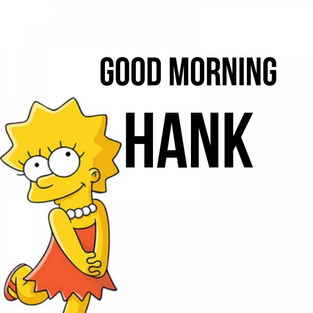 Greetings card с именем, Hank Good morning в платье и ожерелье Greetings with text for free download 