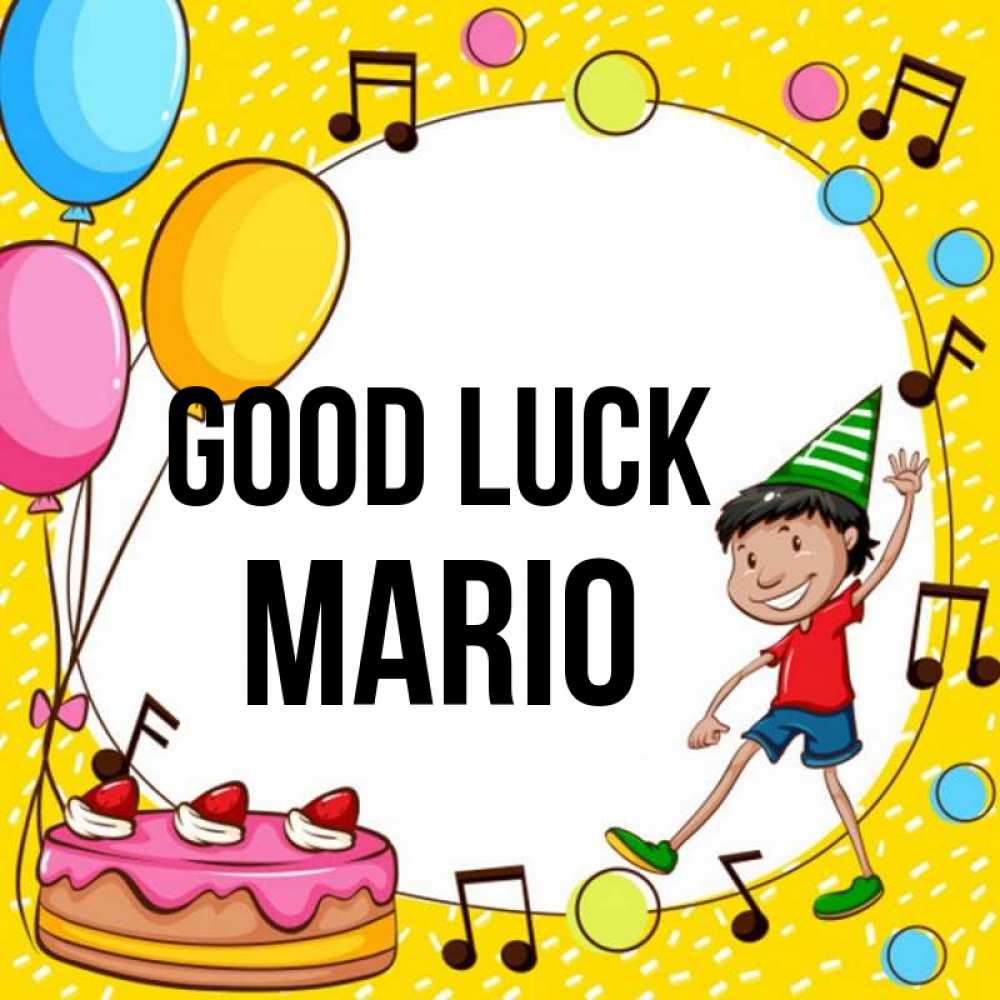 Greetings card с именем, Mario Good luck открытка 1 Greetings with text for free download 