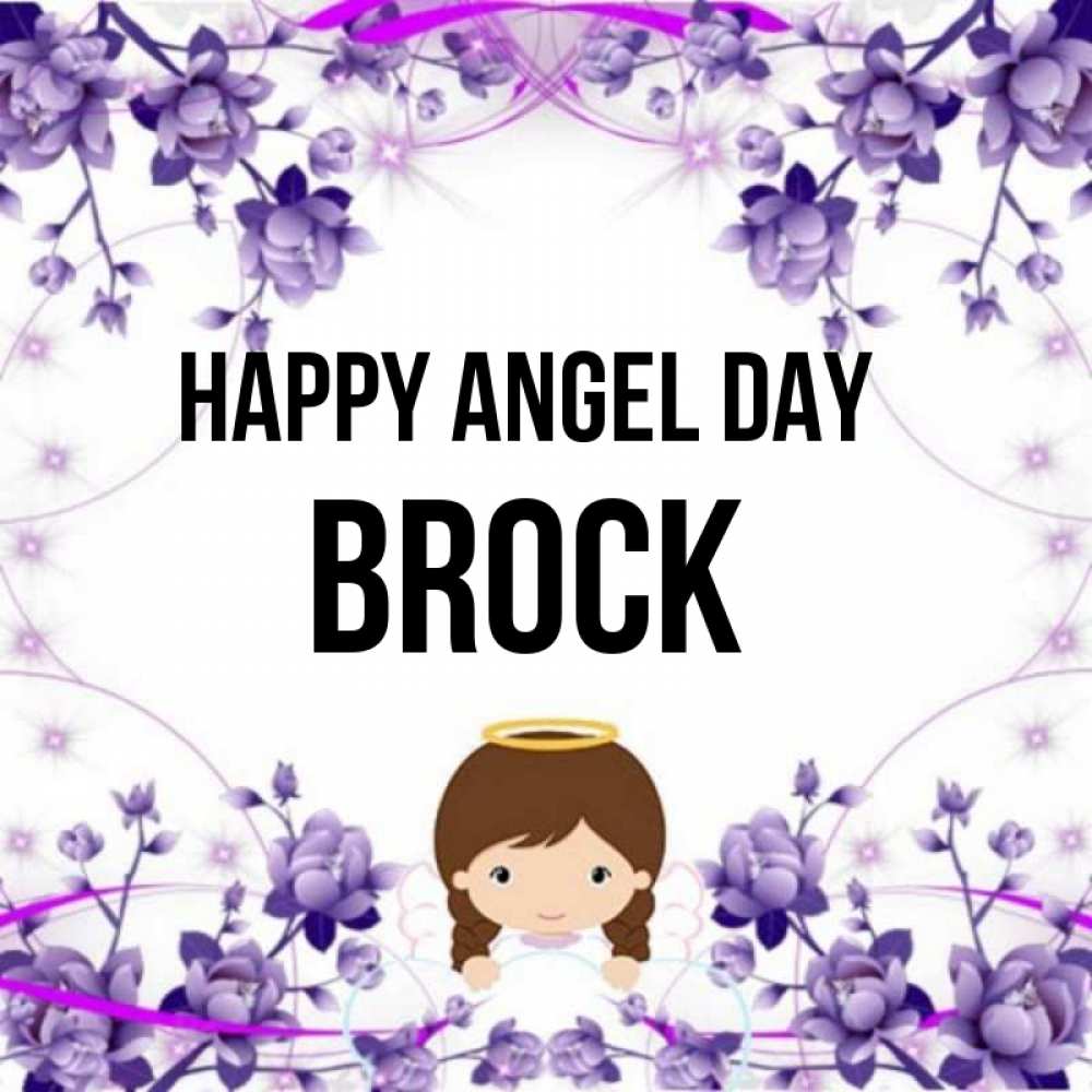 Greetings card с именем, Brock happy angel day с именинами в рамочке Greetings with text for free download 