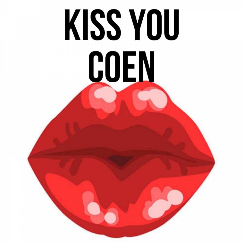 Greetings card с именем, Coen Kiss you отправить открытку с поцелуем бесплатно и скачать для парня Greetings with text for free download 