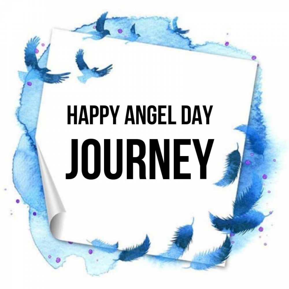 Greetings card с именем, Journey happy angel day красивые птицы летят Greetings with text for free download 