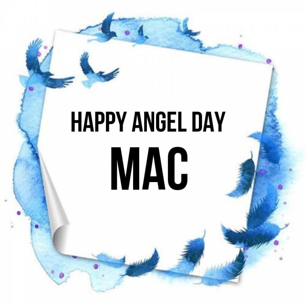 Greetings card с именем, Mac happy angel day красивые птицы летят Greetings with text for free download 