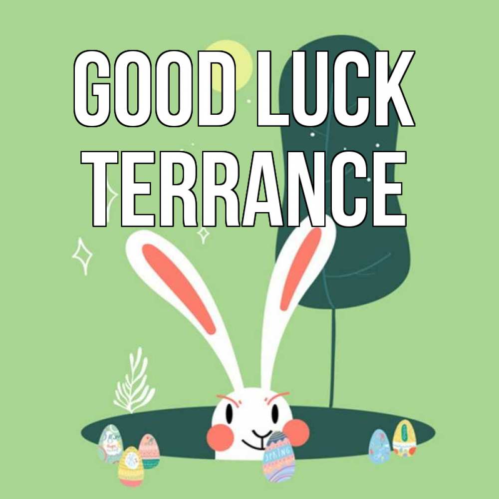 Greetings card с именем, Terrance Good luck заяц Greetings with text for free download 