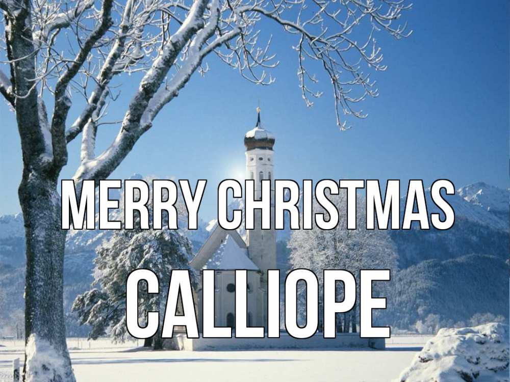 Greetings card с именем, Calliope Merry Christmas зима, храм, костел Greetings with text for free download 