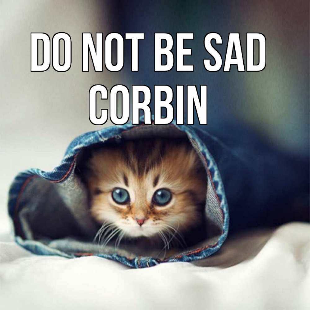 Greetings card с именем, Corbin Do not be sad рыжик котик Greetings with text for free download 