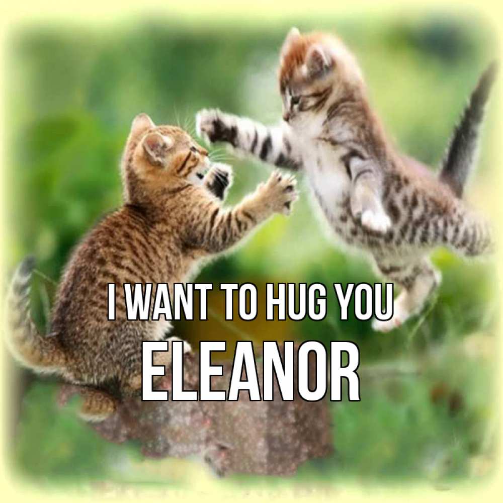 Greetings card с именем, Eleanor I want to hug you игры котят Greetings with text for free download 
