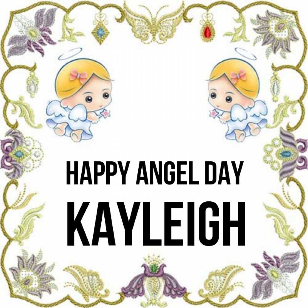 Greetings card с именем, Kayleigh happy angel day маленькие ангелы с крылышками Greetings with text for free download 