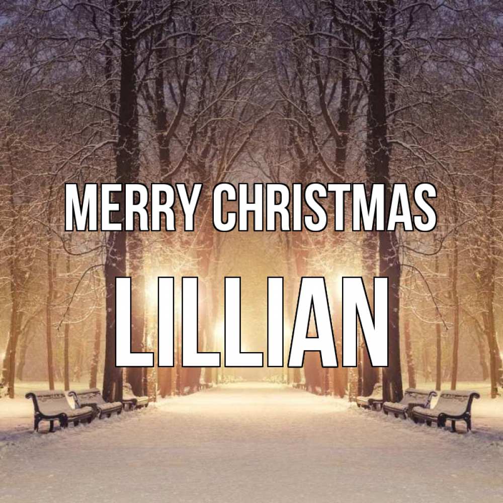 Greetings card с именем, Lillian Merry Christmas зима, парк, фонарь, лес Greetings with text for free download 