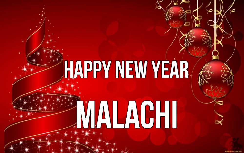 Greetings card с именем, Malachi Happy New Year новый год Greetings with text for free download 