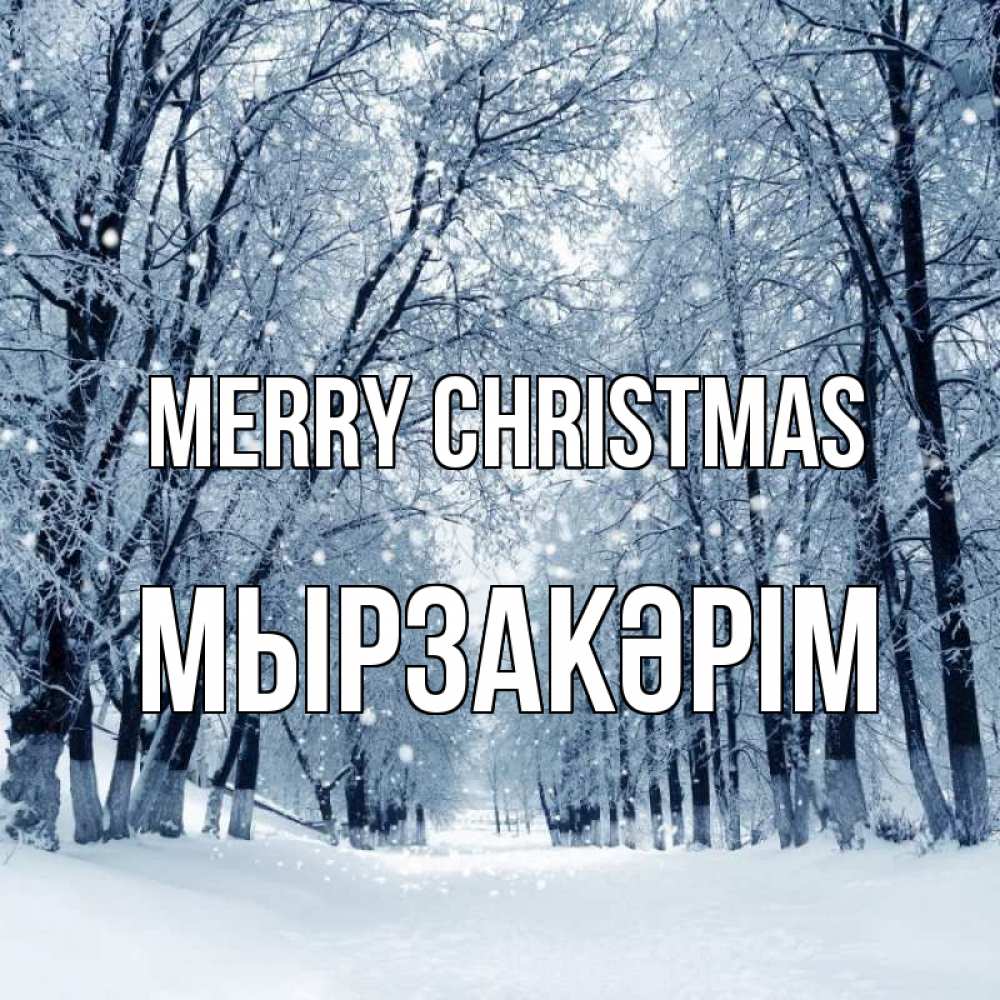 Greetings card с именем, Мырзакәрім Merry Christmas снег, лес, парк Greetings with text for free download 