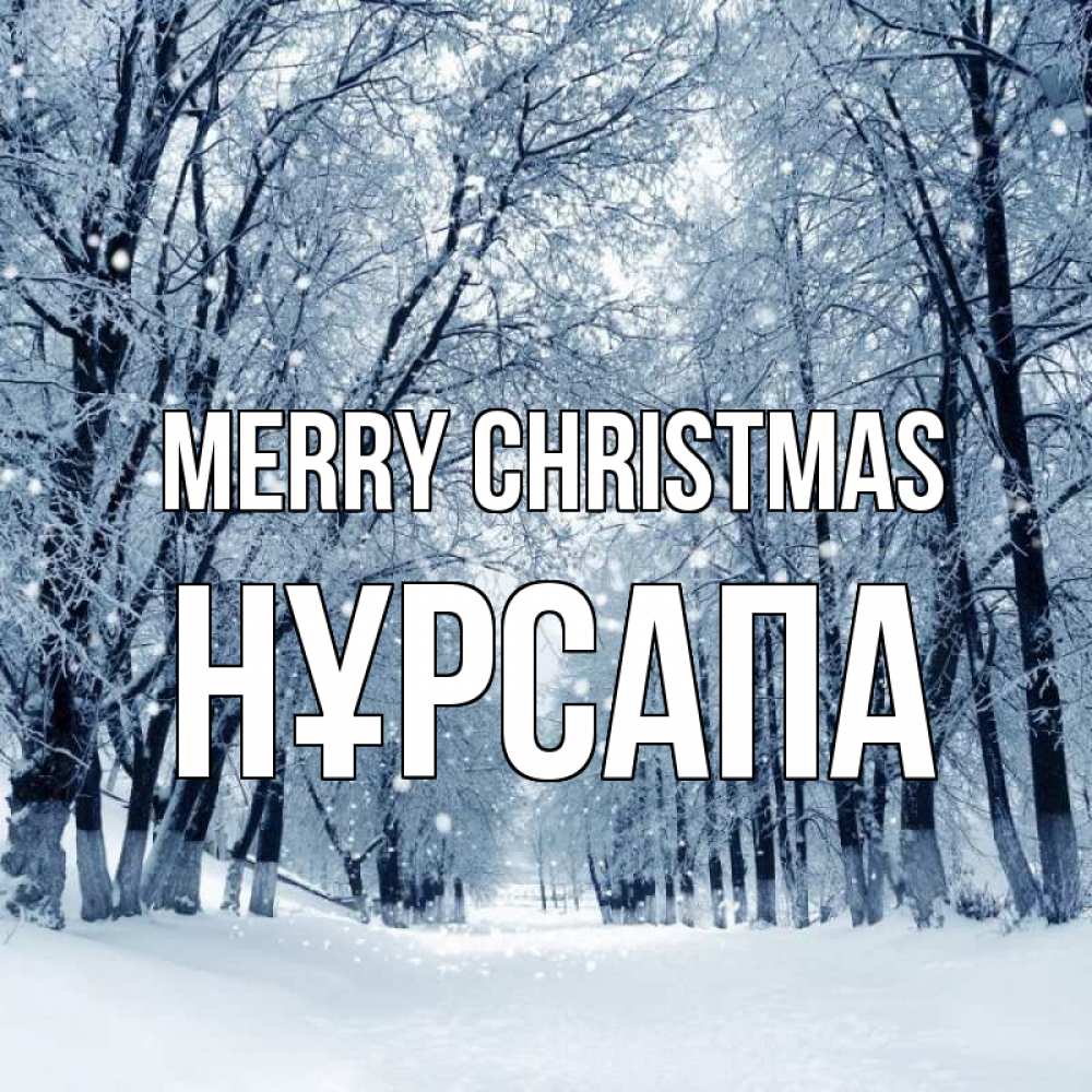 Greetings card с именем, НҰРСАПА Merry Christmas снег, лес, парк Greetings with text for free download 