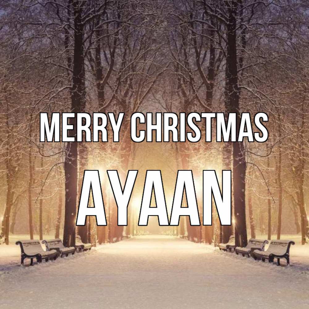 Greetings card с именем, Ayaan Merry Christmas зима, парк, фонарь, лес Greetings with text for free download 